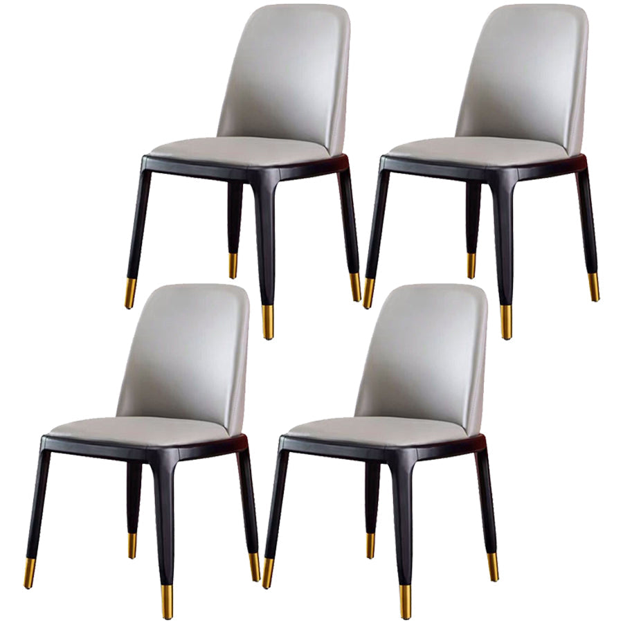 Industrial Ash Open Side Chair Matte Finish Leather Dining Chair with Black Legs Smoke Gray Wrought Iron 4 Piece Set Clearhalo ' kitchen&dining_furn' 'Dining Chairs' 'Dining Tables & Seating' 'dining_chair' 'furn' 'furn_dining_chair' 'Furniture' 'furniture_dining_chair' 'Kitchen & Dining Furniture' 'kitchen' 3740173