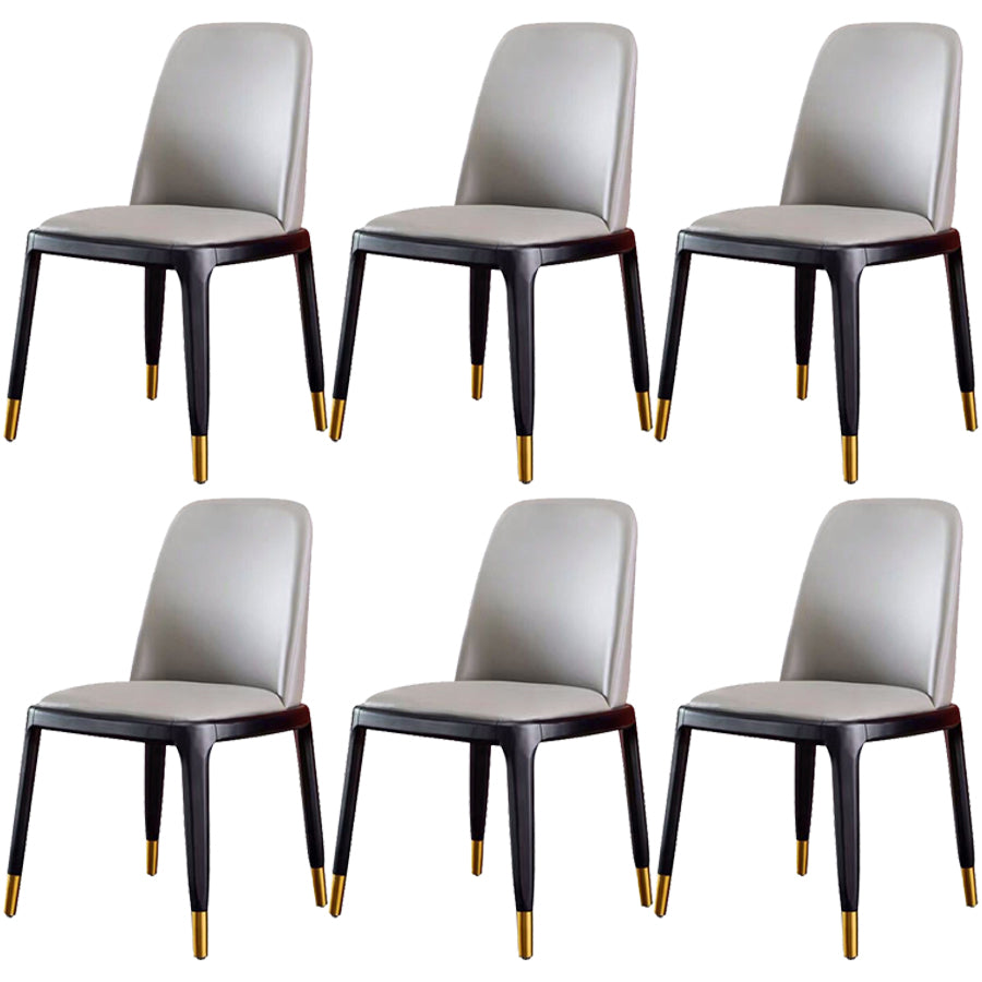 Industrial Ash Open Side Chair Matte Finish Leather Dining Chair with Black Legs Smoke Gray Wrought Iron 6 Piece Set Clearhalo ' kitchen&dining_furn' 'Dining Chairs' 'Dining Tables & Seating' 'dining_chair' 'furn' 'furn_dining_chair' 'Furniture' 'furniture_dining_chair' 'Kitchen & Dining Furniture' 'kitchen' 3740175