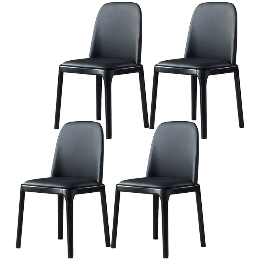 Industrial Ash Open Side Chair Matte Finish Leather Dining Chair with Black Legs Black Wood 4 Piece Set Clearhalo ' kitchen&dining_furn' 'Dining Chairs' 'Dining Tables & Seating' 'dining_chair' 'furn' 'furn_dining_chair' 'Furniture' 'furniture_dining_chair' 'Kitchen & Dining Furniture' 'kitchen' 3740183
