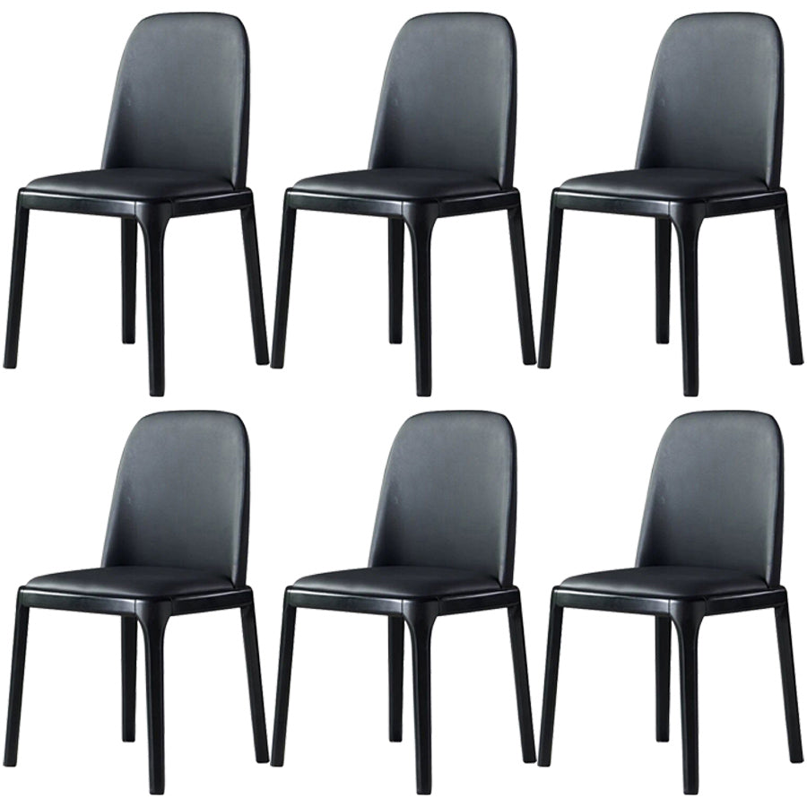 Industrial Ash Open Side Chair Matte Finish Leather Dining Chair with Black Legs Black Wood 6 Piece Set Clearhalo ' kitchen&dining_furn' 'Dining Chairs' 'Dining Tables & Seating' 'dining_chair' 'furn' 'furn_dining_chair' 'Furniture' 'furniture_dining_chair' 'Kitchen & Dining Furniture' 'kitchen' 3740184