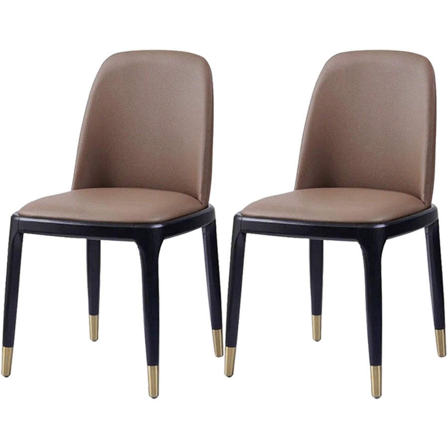 Industrial Ash Open Side Chair Matte Finish Leather Dining Chair with Black Legs Coffee Wrought Iron 2 Piece Set Clearhalo ' kitchen&dining_furn' 'Dining Chairs' 'Dining Tables & Seating' 'dining_chair' 'furn' 'furn_dining_chair' 'Furniture' 'furniture_dining_chair' 'Kitchen & Dining Furniture' 'kitchen' 3740185