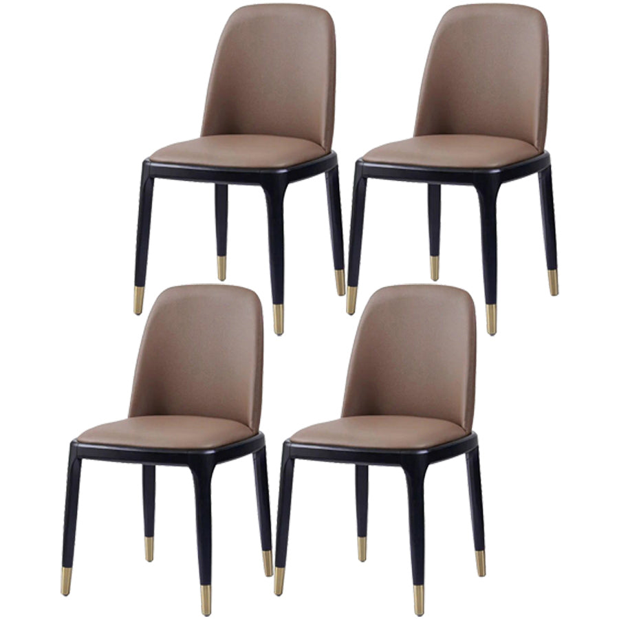 Industrial Ash Open Side Chair Matte Finish Leather Dining Chair with Black Legs Coffee Wrought Iron 4 Piece Set Clearhalo ' kitchen&dining_furn' 'Dining Chairs' 'Dining Tables & Seating' 'dining_chair' 'furn' 'furn_dining_chair' 'Furniture' 'furniture_dining_chair' 'Kitchen & Dining Furniture' 'kitchen' 3740186