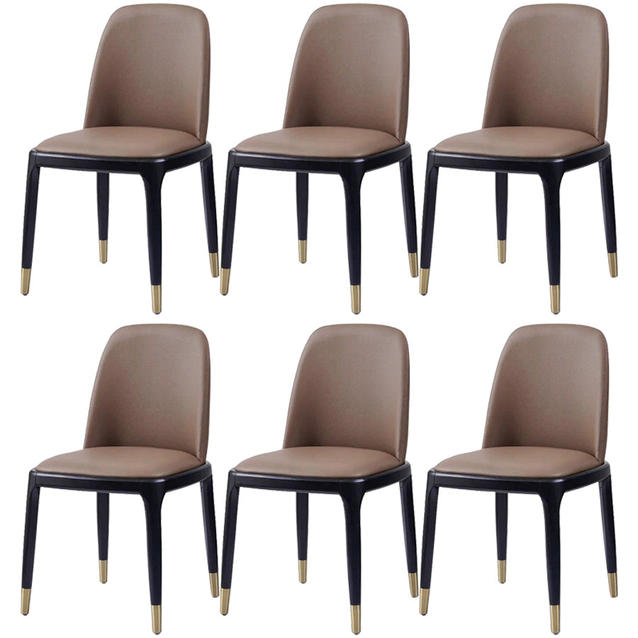 Industrial Ash Open Side Chair Matte Finish Leather Dining Chair with Black Legs Coffee Wrought Iron 6 Piece Set Clearhalo ' kitchen&dining_furn' 'Dining Chairs' 'Dining Tables & Seating' 'dining_chair' 'furn' 'furn_dining_chair' 'Furniture' 'furniture_dining_chair' 'Kitchen & Dining Furniture' 'kitchen' 3740187