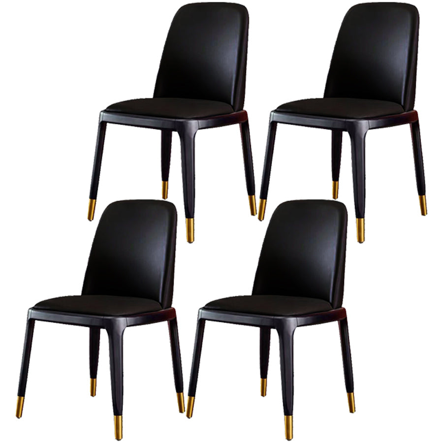 Industrial Ash Open Side Chair Matte Finish Leather Dining Chair with Black Legs Black Wrought Iron 4 Piece Set Clearhalo ' kitchen&dining_furn' 'Dining Chairs' 'Dining Tables & Seating' 'dining_chair' 'furn' 'furn_dining_chair' 'Furniture' 'furniture_dining_chair' 'Kitchen & Dining Furniture' 'kitchen' 3740189