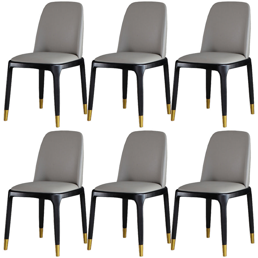 Industrial Ash Open Side Chair Matte Finish Leather Dining Chair with Black Legs Grey Wrought Iron 6 Piece Set Clearhalo ' kitchen&dining_furn' 'Dining Chairs' 'Dining Tables & Seating' 'dining_chair' 'furn' 'furn_dining_chair' 'Furniture' 'furniture_dining_chair' 'Kitchen & Dining Furniture' 'kitchen' 3740193
