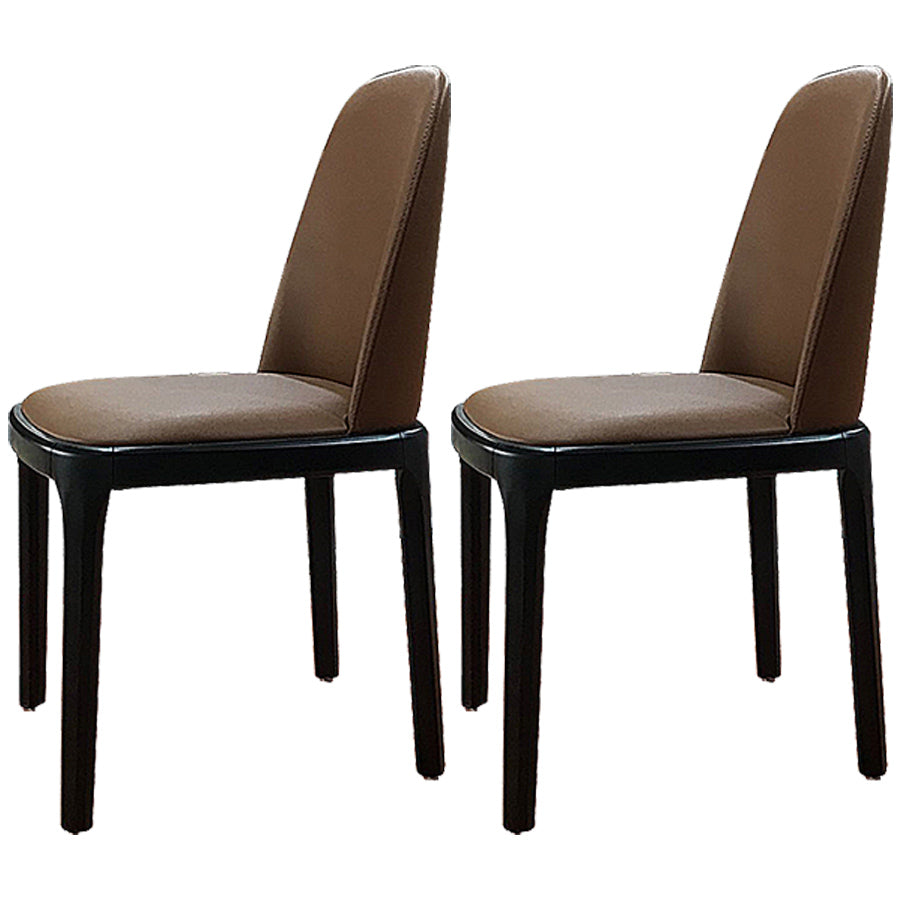 Industrial Ash Open Side Chair Matte Finish Leather Dining Chair with Black Legs Coffee Wood 2 Piece Set Clearhalo ' kitchen&dining_furn' 'Dining Chairs' 'Dining Tables & Seating' 'dining_chair' 'furn' 'furn_dining_chair' 'Furniture' 'furniture_dining_chair' 'Kitchen & Dining Furniture' 'kitchen' 3740194