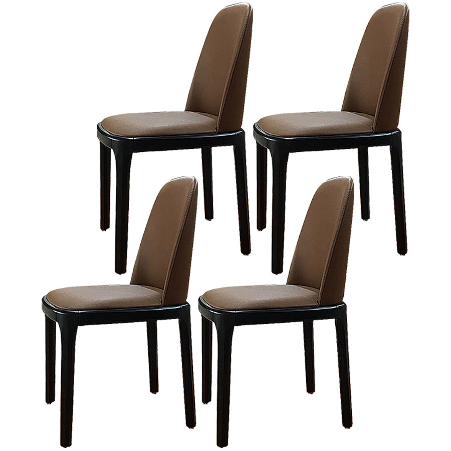 Industrial Ash Open Side Chair Matte Finish Leather Dining Chair with Black Legs Coffee Wood 4 Piece Set Clearhalo ' kitchen&dining_furn' 'Dining Chairs' 'Dining Tables & Seating' 'dining_chair' 'furn' 'furn_dining_chair' 'Furniture' 'furniture_dining_chair' 'Kitchen & Dining Furniture' 'kitchen' 3740195