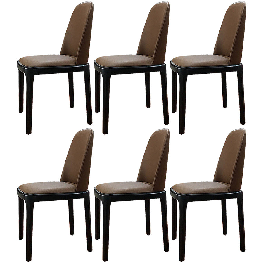 Industrial Ash Open Side Chair Matte Finish Leather Dining Chair with Black Legs Coffee Wood 6 Piece Set Clearhalo ' kitchen&dining_furn' 'Dining Chairs' 'Dining Tables & Seating' 'dining_chair' 'furn' 'furn_dining_chair' 'Furniture' 'furniture_dining_chair' 'Kitchen & Dining Furniture' 'kitchen' 3740196