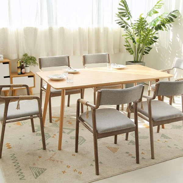 Country Style Dining Arm Chairs Indoor Linen Upholstered Open Back Armchair Clearhalo ' kitchen&dining_furn' 'Dining Chairs' 'Dining Tables & Seating' 'dining_chair' 'furn' 'furn_dining_chair' 'Furniture' 'furniture_dining_chair' 'Kitchen & Dining Furniture' 'kitchen' 3740199