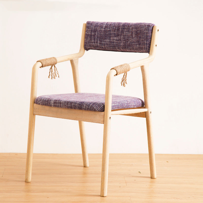 Country Style Dining Arm Chairs Indoor Linen Upholstered Open Back Armchair Purple 1 Piece Clearhalo ' kitchen&dining_furn' 'Dining Chairs' 'Dining Tables & Seating' 'dining_chair' 'furn' 'furn_dining_chair' 'Furniture' 'furniture_dining_chair' 'Kitchen & Dining Furniture' 'kitchen' 3740203