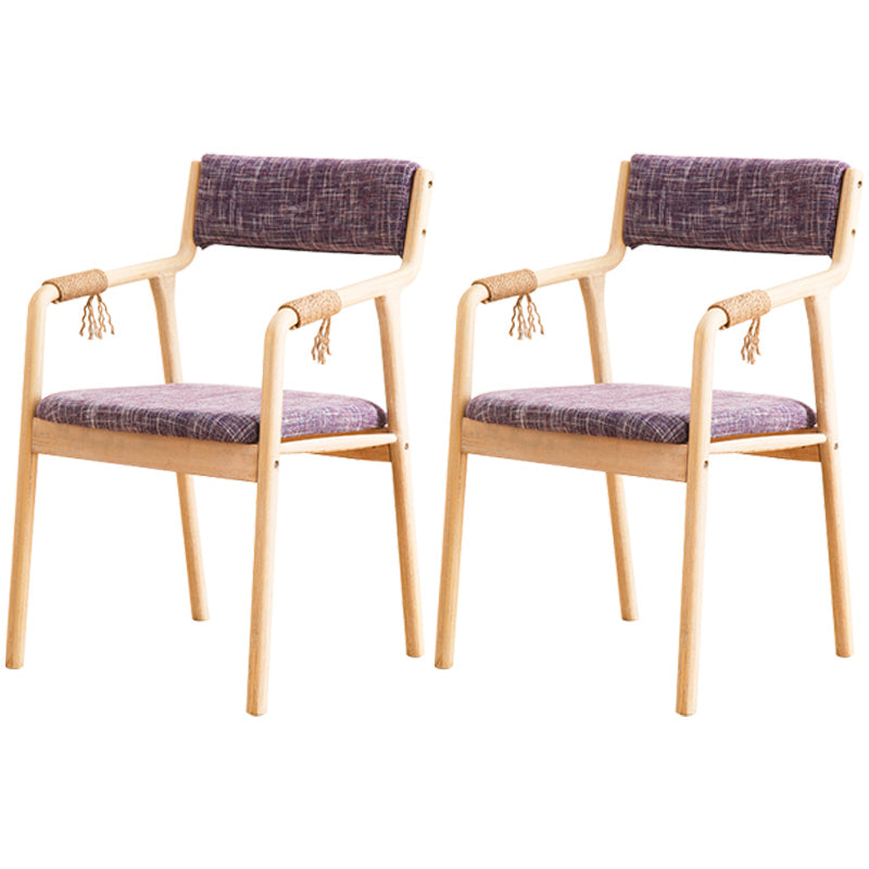 Country Style Dining Arm Chairs Indoor Linen Upholstered Open Back Armchair Purple 2 Piece Set Clearhalo ' kitchen&dining_furn' 'Dining Chairs' 'Dining Tables & Seating' 'dining_chair' 'furn' 'furn_dining_chair' 'Furniture' 'furniture_dining_chair' 'Kitchen & Dining Furniture' 'kitchen' 3740205