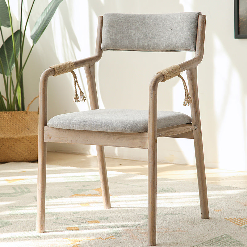 Country Style Dining Arm Chairs Indoor Linen Upholstered Open Back Armchair Light Gray 1 Piece Clearhalo ' kitchen&dining_furn' 'Dining Chairs' 'Dining Tables & Seating' 'dining_chair' 'furn' 'furn_dining_chair' 'Furniture' 'furniture_dining_chair' 'Kitchen & Dining Furniture' 'kitchen' 3740209