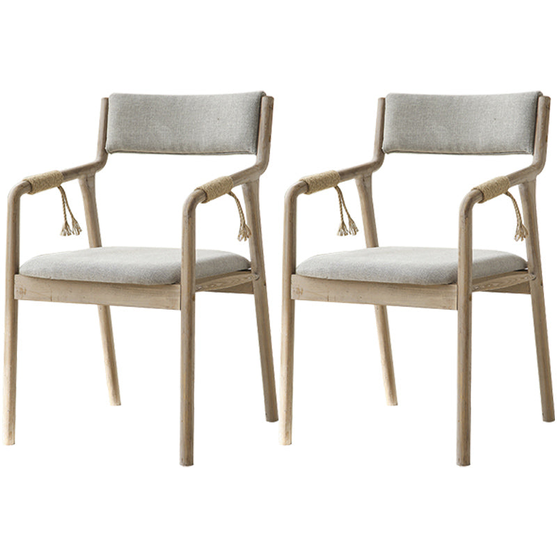 Country Style Dining Arm Chairs Indoor Linen Upholstered Open Back Armchair Light Gray 2 Piece Set Clearhalo ' kitchen&dining_furn' 'Dining Chairs' 'Dining Tables & Seating' 'dining_chair' 'furn' 'furn_dining_chair' 'Furniture' 'furniture_dining_chair' 'Kitchen & Dining Furniture' 'kitchen' 3740211