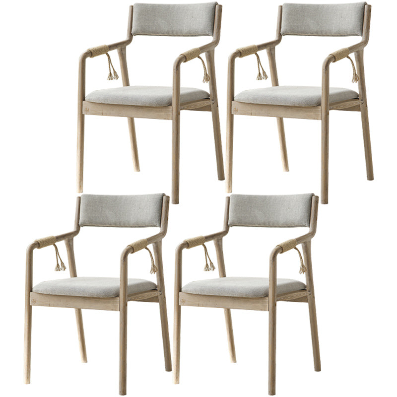 Country Style Dining Arm Chairs Indoor Linen Upholstered Open Back Armchair Light Gray 4 Piece Set Clearhalo ' kitchen&dining_furn' 'Dining Chairs' 'Dining Tables & Seating' 'dining_chair' 'furn' 'furn_dining_chair' 'Furniture' 'furniture_dining_chair' 'Kitchen & Dining Furniture' 'kitchen' 3740214