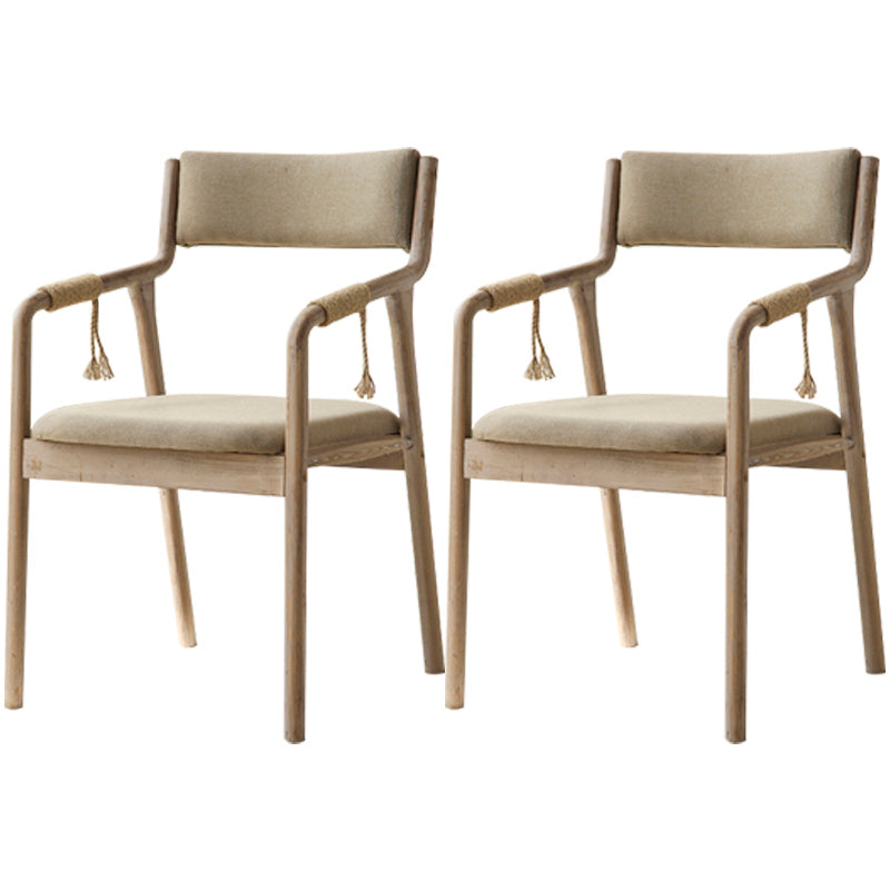 Country Style Dining Arm Chairs Indoor Linen Upholstered Open Back Armchair Khaki 2 Piece Set Clearhalo ' kitchen&dining_furn' 'Dining Chairs' 'Dining Tables & Seating' 'dining_chair' 'furn' 'furn_dining_chair' 'Furniture' 'furniture_dining_chair' 'Kitchen & Dining Furniture' 'kitchen' 3740217