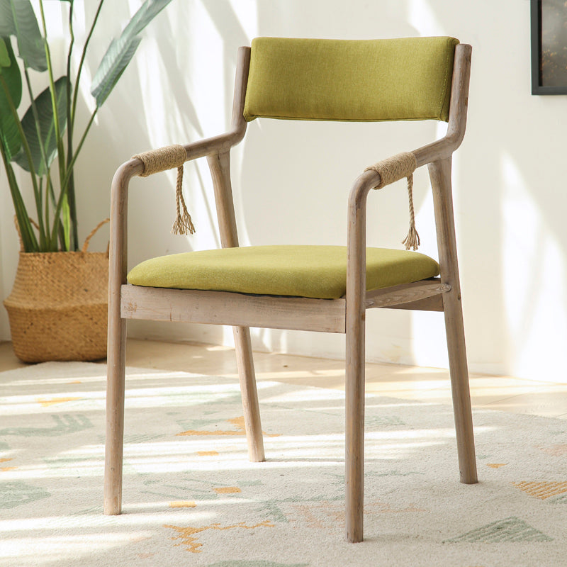 Country Style Dining Arm Chairs Indoor Linen Upholstered Open Back Armchair Olive Green 1 Piece Clearhalo ' kitchen&dining_furn' 'Dining Chairs' 'Dining Tables & Seating' 'dining_chair' 'furn' 'furn_dining_chair' 'Furniture' 'furniture_dining_chair' 'Kitchen & Dining Furniture' 'kitchen' 3740219