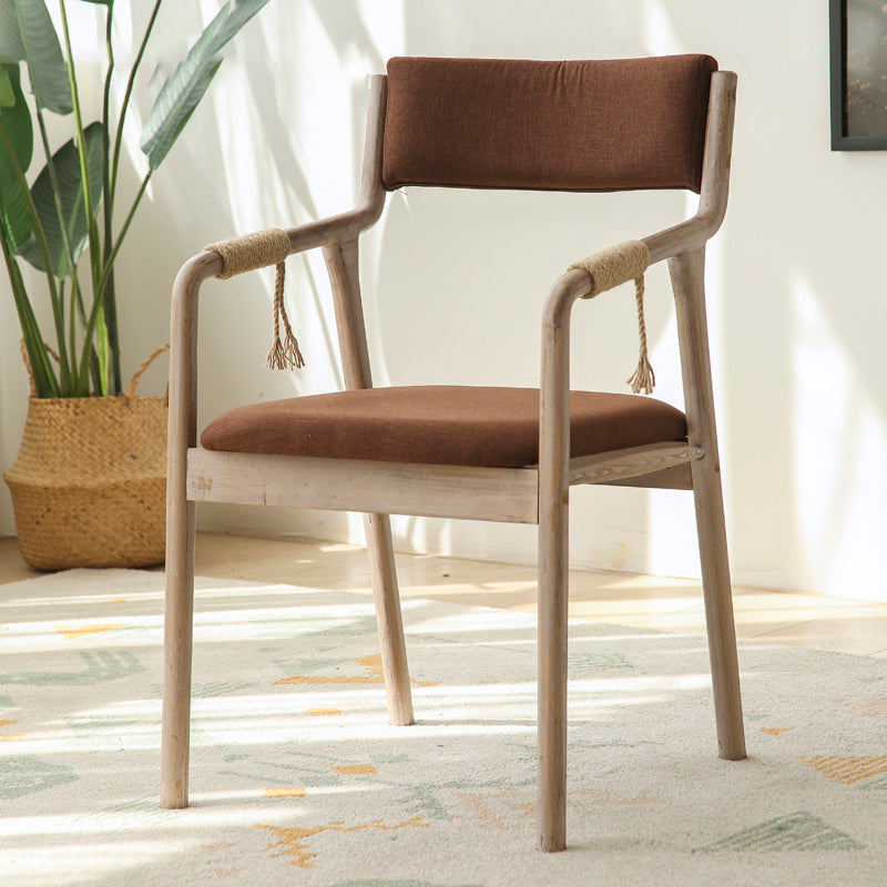 Country Style Dining Arm Chairs Indoor Linen Upholstered Open Back Armchair Coffee 1 Piece Clearhalo ' kitchen&dining_furn' 'Dining Chairs' 'Dining Tables & Seating' 'dining_chair' 'furn' 'furn_dining_chair' 'Furniture' 'furniture_dining_chair' 'Kitchen & Dining Furniture' 'kitchen' 3740222