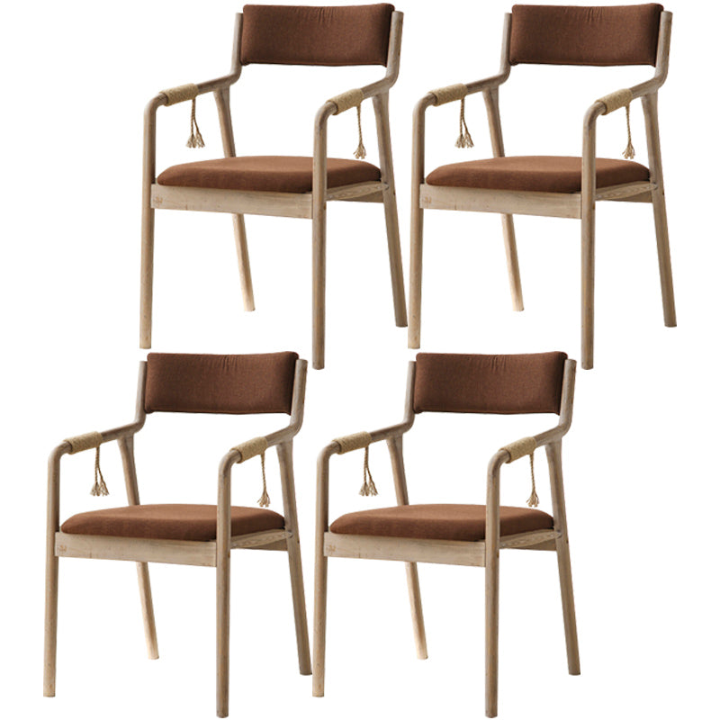 Country Style Dining Arm Chairs Indoor Linen Upholstered Open Back Armchair Coffee 4 Piece Set Clearhalo ' kitchen&dining_furn' 'Dining Chairs' 'Dining Tables & Seating' 'dining_chair' 'furn' 'furn_dining_chair' 'Furniture' 'furniture_dining_chair' 'Kitchen & Dining Furniture' 'kitchen' 3740224