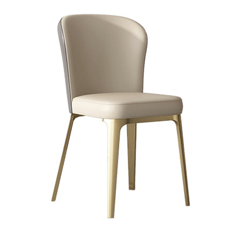 Contemporary Metal Dining Chairs Armless Wingback Side Chair for Home Use Off-White 1 Piece Clearhalo ' kitchen&dining_furn' 'Dining Chairs' 'Dining Tables & Seating' 'dining_chair' 'furn' 'furn_dining_chair' 'Furniture' 'furniture_dining_chair' 'Kitchen & Dining Furniture' 'kitchen' 3740226