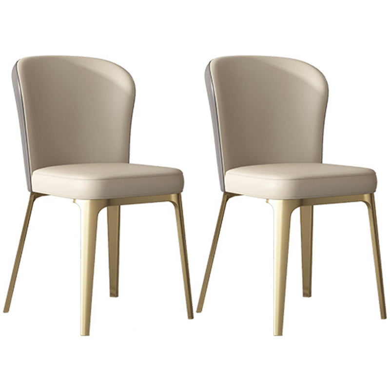 Contemporary Metal Dining Chairs Armless Wingback Side Chair for Home Use Off-White 2 Piece Set Clearhalo ' kitchen&dining_furn' 'Dining Chairs' 'Dining Tables & Seating' 'dining_chair' 'furn' 'furn_dining_chair' 'Furniture' 'furniture_dining_chair' 'Kitchen & Dining Furniture' 'kitchen' 3740227