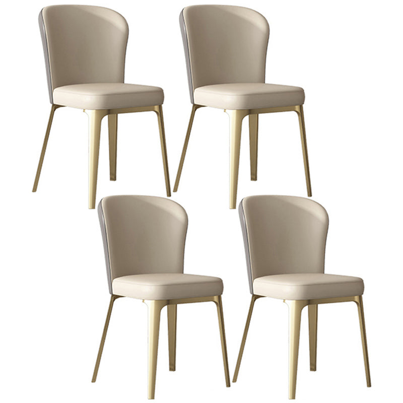 Contemporary Metal Dining Chairs Armless Wingback Side Chair for Home Use Off-White 4 Piece Set Clearhalo ' kitchen&dining_furn' 'Dining Chairs' 'Dining Tables & Seating' 'dining_chair' 'furn' 'furn_dining_chair' 'Furniture' 'furniture_dining_chair' 'Kitchen & Dining Furniture' 'kitchen' 3740229