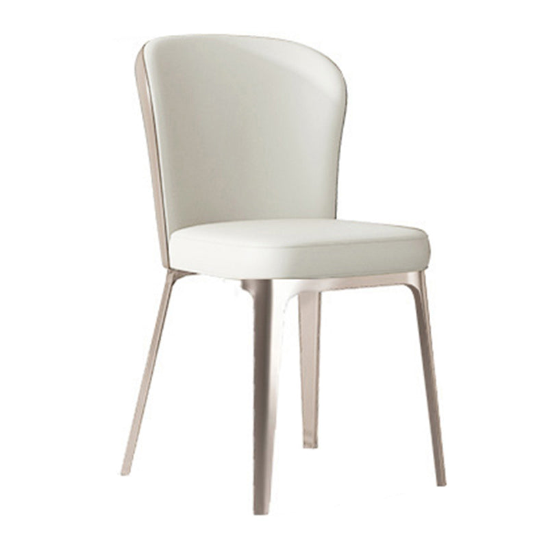 Contemporary Metal Dining Chairs Armless Wingback Side Chair for Home Use White 1 Piece Clearhalo ' kitchen&dining_furn' 'Dining Chairs' 'Dining Tables & Seating' 'dining_chair' 'furn' 'furn_dining_chair' 'Furniture' 'furniture_dining_chair' 'Kitchen & Dining Furniture' 'kitchen' 3740231