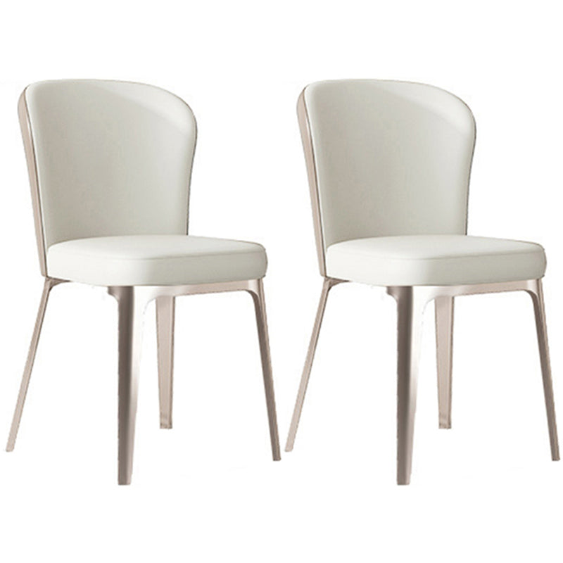 Contemporary Metal Dining Chairs Armless Wingback Side Chair for Home Use White 2 Piece Set Clearhalo ' kitchen&dining_furn' 'Dining Chairs' 'Dining Tables & Seating' 'dining_chair' 'furn' 'furn_dining_chair' 'Furniture' 'furniture_dining_chair' 'Kitchen & Dining Furniture' 'kitchen' 3740233