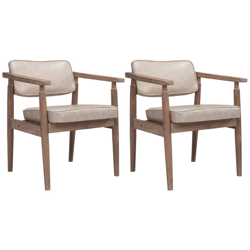 Country Style Indoor Arm Chair Open Back Wood Upholstered Dining Room Chair Off-White 2 Piece Set Walnut Clearhalo ' kitchen&dining_furn' 'Dining Chairs' 'Dining Tables & Seating' 'dining_chair' 'furn' 'furn_dining_chair' 'Furniture' 'furniture_dining_chair' 'Kitchen & Dining Furniture' 'kitchen' 3740243
