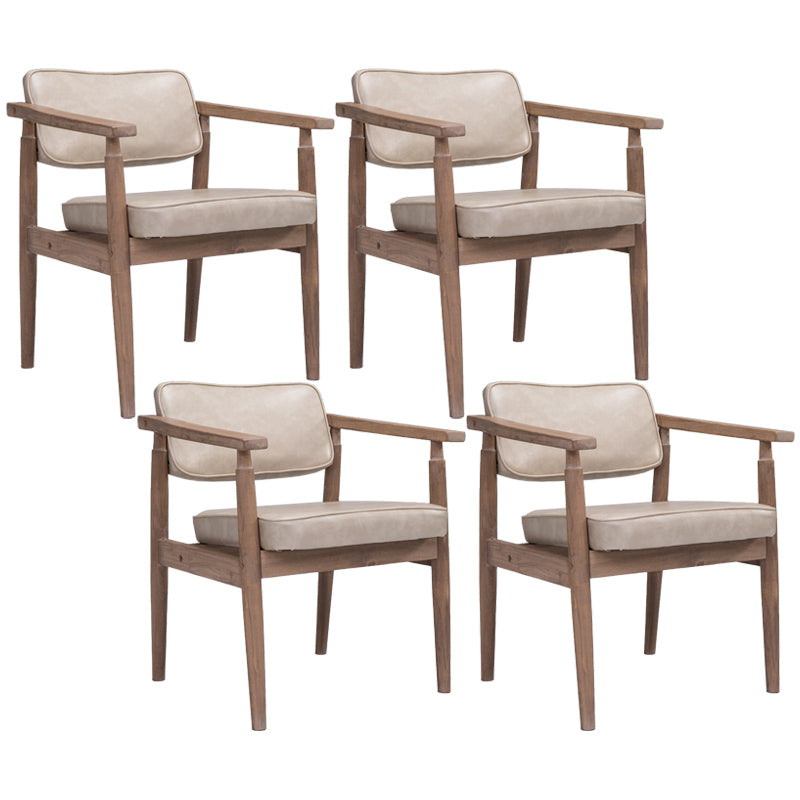 Country Style Indoor Arm Chair Open Back Wood Upholstered Dining Room Chair Off-White 4 Piece Set Walnut Clearhalo ' kitchen&dining_furn' 'Dining Chairs' 'Dining Tables & Seating' 'dining_chair' 'furn' 'furn_dining_chair' 'Furniture' 'furniture_dining_chair' 'Kitchen & Dining Furniture' 'kitchen' 3740245