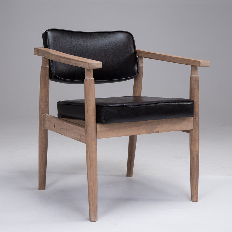 Country Style Indoor Arm Chair Open Back Wood Upholstered Dining Room Chair Black 1 Piece Walnut Clearhalo ' kitchen&dining_furn' 'Dining Chairs' 'Dining Tables & Seating' 'dining_chair' 'furn' 'furn_dining_chair' 'Furniture' 'furniture_dining_chair' 'Kitchen & Dining Furniture' 'kitchen' 3740248