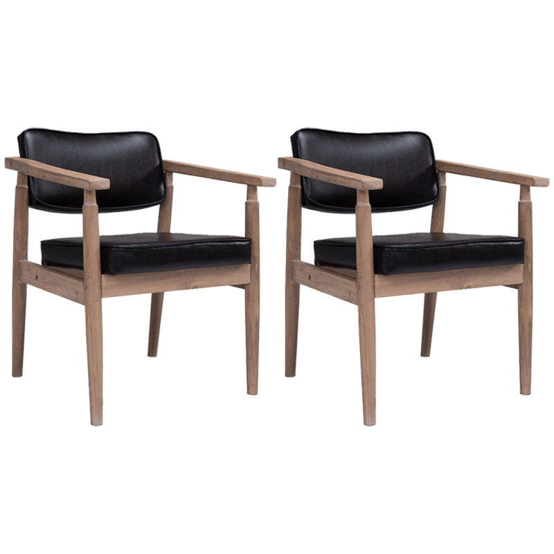 Country Style Indoor Arm Chair Open Back Wood Upholstered Dining Room Chair Black 2 Piece Set Walnut Clearhalo ' kitchen&dining_furn' 'Dining Chairs' 'Dining Tables & Seating' 'dining_chair' 'furn' 'furn_dining_chair' 'Furniture' 'furniture_dining_chair' 'Kitchen & Dining Furniture' 'kitchen' 3740250