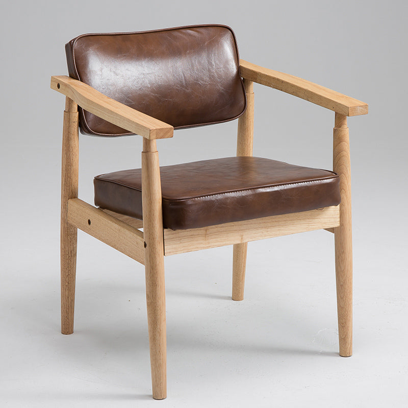 Country Style Indoor Arm Chair Open Back Wood Upholstered Dining Room Chair Brown 1 Piece Natural Wood Clearhalo ' kitchen&dining_furn' 'Dining Chairs' 'Dining Tables & Seating' 'dining_chair' 'furn' 'furn_dining_chair' 'Furniture' 'furniture_dining_chair' 'Kitchen & Dining Furniture' 'kitchen' 3740253
