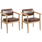 Country Style Indoor Arm Chair Open Back Wood Upholstered Dining Room Chair Brown 2 Piece Set Natural Wood Clearhalo ' kitchen&dining_furn' 'Dining Chairs' 'Dining Tables & Seating' 'dining_chair' 'furn' 'furn_dining_chair' 'Furniture' 'furniture_dining_chair' 'Kitchen & Dining Furniture' 'kitchen' 3740255