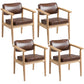 Country Style Indoor Arm Chair Open Back Wood Upholstered Dining Room Chair Brown 4 Piece Set Natural Wood Clearhalo ' kitchen&dining_furn' 'Dining Chairs' 'Dining Tables & Seating' 'dining_chair' 'furn' 'furn_dining_chair' 'Furniture' 'furniture_dining_chair' 'Kitchen & Dining Furniture' 'kitchen' 3740256
