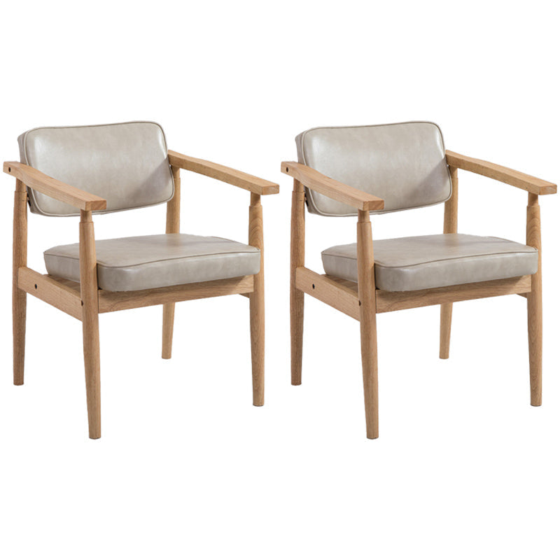 Country Style Indoor Arm Chair Open Back Wood Upholstered Dining Room Chair Off-White 2 Piece Set Natural Wood Clearhalo ' kitchen&dining_furn' 'Dining Chairs' 'Dining Tables & Seating' 'dining_chair' 'furn' 'furn_dining_chair' 'Furniture' 'furniture_dining_chair' 'Kitchen & Dining Furniture' 'kitchen' 3740258