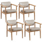 Country Style Indoor Arm Chair Open Back Wood Upholstered Dining Room Chair Off-White 4 Piece Set Natural Wood Clearhalo ' kitchen&dining_furn' 'Dining Chairs' 'Dining Tables & Seating' 'dining_chair' 'furn' 'furn_dining_chair' 'Furniture' 'furniture_dining_chair' 'Kitchen & Dining Furniture' 'kitchen' 3740259
