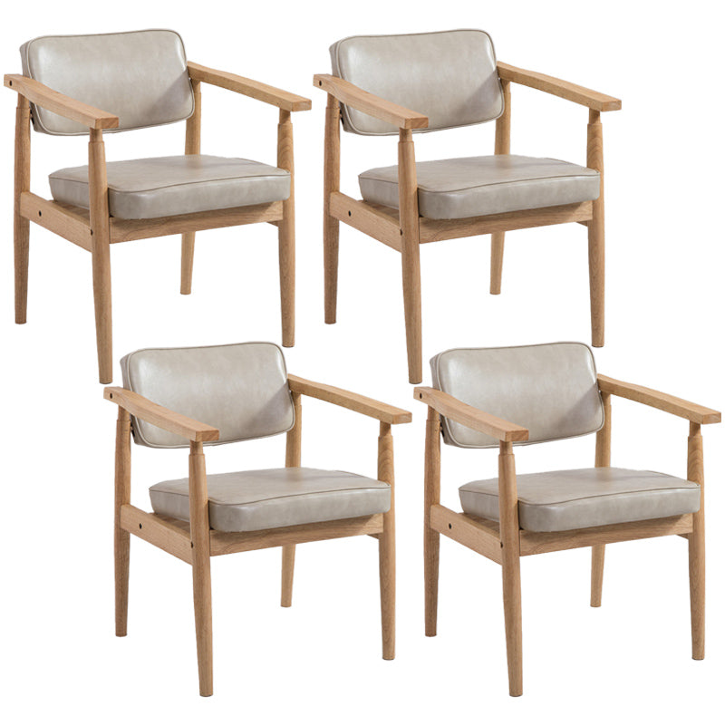 Country Style Indoor Arm Chair Open Back Wood Upholstered Dining Room Chair Off-White 4 Piece Set Natural Wood Clearhalo ' kitchen&dining_furn' 'Dining Chairs' 'Dining Tables & Seating' 'dining_chair' 'furn' 'furn_dining_chair' 'Furniture' 'furniture_dining_chair' 'Kitchen & Dining Furniture' 'kitchen' 3740259