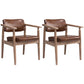Country Style Indoor Arm Chair Open Back Wood Upholstered Dining Room Chair Brown 2 Piece Set Walnut Clearhalo ' kitchen&dining_furn' 'Dining Chairs' 'Dining Tables & Seating' 'dining_chair' 'furn' 'furn_dining_chair' 'Furniture' 'furniture_dining_chair' 'Kitchen & Dining Furniture' 'kitchen' 3740261