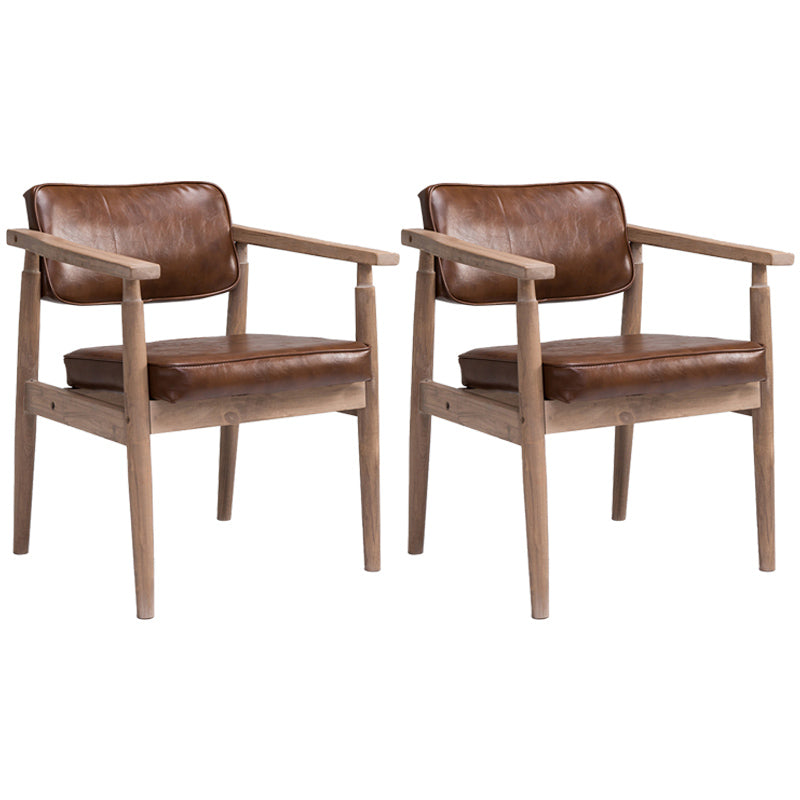Country Style Indoor Arm Chair Open Back Wood Upholstered Dining Room Chair Brown 2 Piece Set Walnut Clearhalo ' kitchen&dining_furn' 'Dining Chairs' 'Dining Tables & Seating' 'dining_chair' 'furn' 'furn_dining_chair' 'Furniture' 'furniture_dining_chair' 'Kitchen & Dining Furniture' 'kitchen' 3740261