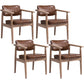 Country Style Indoor Arm Chair Open Back Wood Upholstered Dining Room Chair Brown 4 Piece Set Walnut Clearhalo ' kitchen&dining_furn' 'Dining Chairs' 'Dining Tables & Seating' 'dining_chair' 'furn' 'furn_dining_chair' 'Furniture' 'furniture_dining_chair' 'Kitchen & Dining Furniture' 'kitchen' 3740262