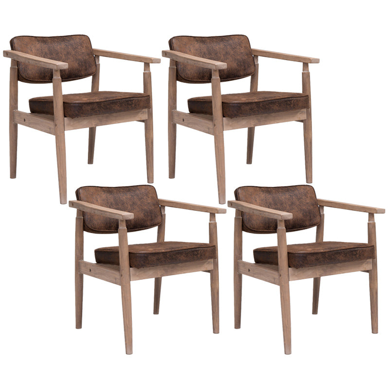 Country Style Indoor Arm Chair Open Back Wood Upholstered Dining Room Chair Black-Gold 4 Piece Set Walnut Clearhalo ' kitchen&dining_furn' 'Dining Chairs' 'Dining Tables & Seating' 'dining_chair' 'furn' 'furn_dining_chair' 'Furniture' 'furniture_dining_chair' 'Kitchen & Dining Furniture' 'kitchen' 3740265