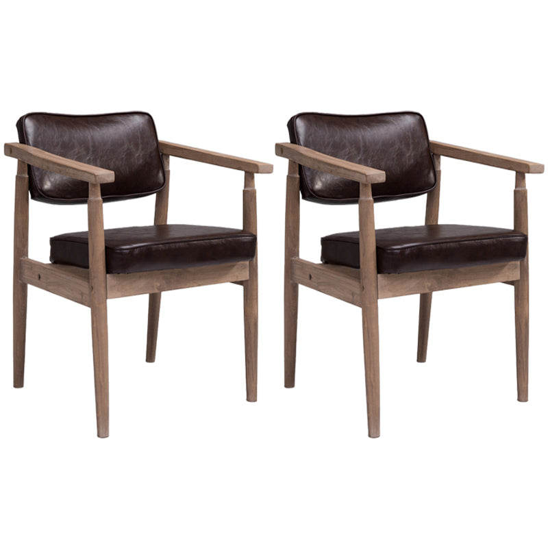 Country Style Indoor Arm Chair Open Back Wood Upholstered Dining Room Chair Coffee 2 Piece Set Walnut Clearhalo ' kitchen&dining_furn' 'Dining Chairs' 'Dining Tables & Seating' 'dining_chair' 'furn' 'furn_dining_chair' 'Furniture' 'furniture_dining_chair' 'Kitchen & Dining Furniture' 'kitchen' 3740267