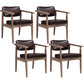 Country Style Indoor Arm Chair Open Back Wood Upholstered Dining Room Chair Coffee 4 Piece Set Walnut Clearhalo ' kitchen&dining_furn' 'Dining Chairs' 'Dining Tables & Seating' 'dining_chair' 'furn' 'furn_dining_chair' 'Furniture' 'furniture_dining_chair' 'Kitchen & Dining Furniture' 'kitchen' 3740268