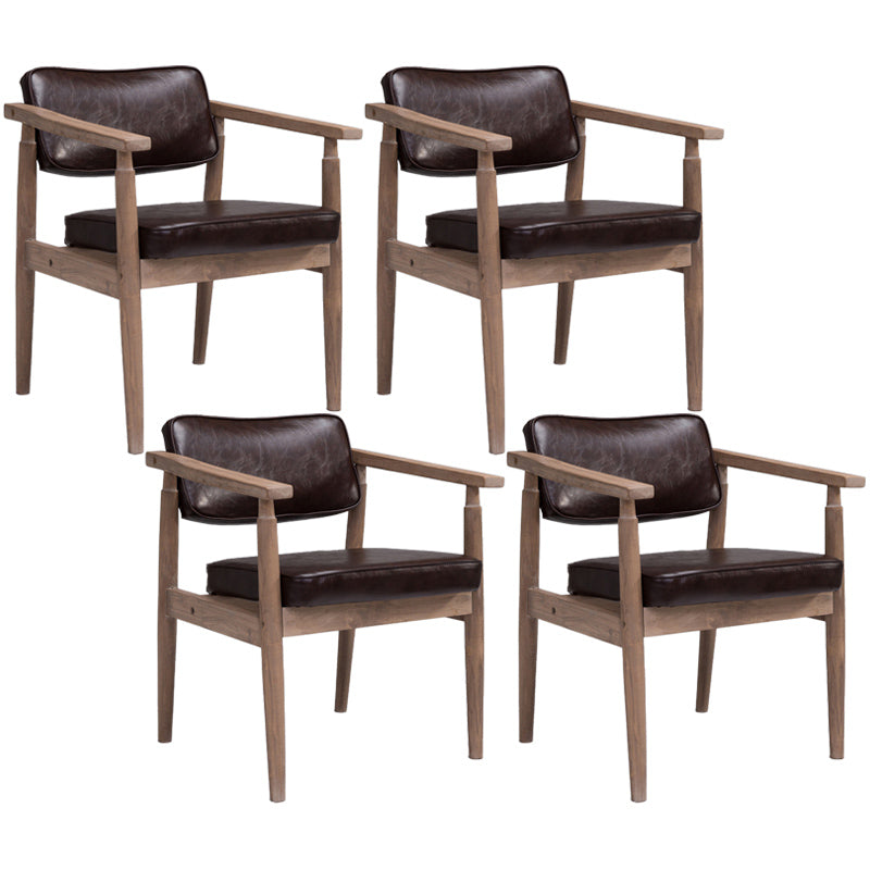 Country Style Indoor Arm Chair Open Back Wood Upholstered Dining Room Chair Coffee 4 Piece Set Walnut Clearhalo ' kitchen&dining_furn' 'Dining Chairs' 'Dining Tables & Seating' 'dining_chair' 'furn' 'furn_dining_chair' 'Furniture' 'furniture_dining_chair' 'Kitchen & Dining Furniture' 'kitchen' 3740268
