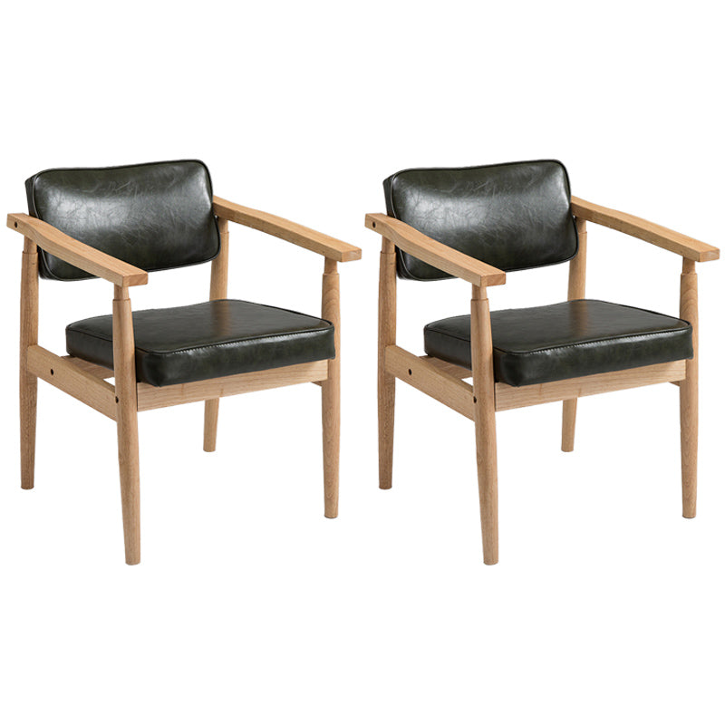 Country Style Indoor Arm Chair Open Back Wood Upholstered Dining Room Chair Green 2 Piece Set Natural Wood Clearhalo ' kitchen&dining_furn' 'Dining Chairs' 'Dining Tables & Seating' 'dining_chair' 'furn' 'furn_dining_chair' 'Furniture' 'furniture_dining_chair' 'Kitchen & Dining Furniture' 'kitchen' 3740270