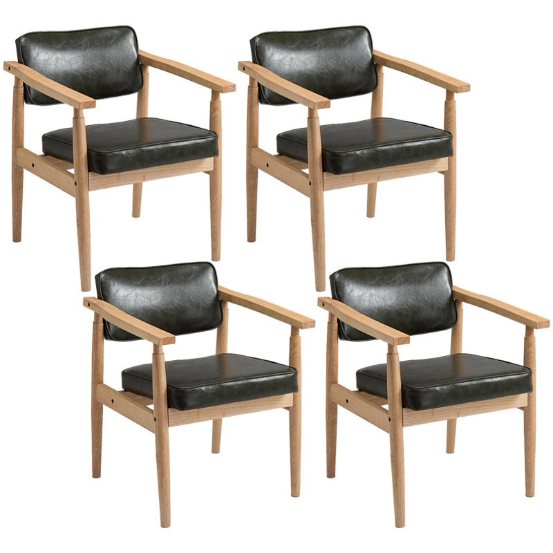 Country Style Indoor Arm Chair Open Back Wood Upholstered Dining Room Chair Green 4 Piece Set Natural Wood Clearhalo ' kitchen&dining_furn' 'Dining Chairs' 'Dining Tables & Seating' 'dining_chair' 'furn' 'furn_dining_chair' 'Furniture' 'furniture_dining_chair' 'Kitchen & Dining Furniture' 'kitchen' 3740271
