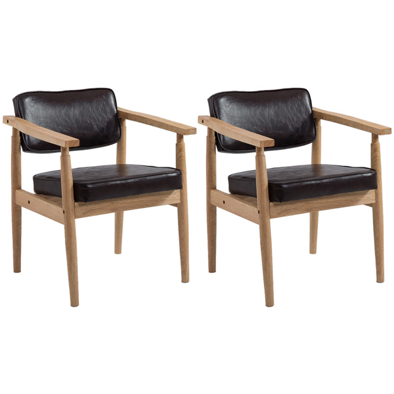 Country Style Indoor Arm Chair Open Back Wood Upholstered Dining Room Chair Coffee 2 Piece Set Natural Wood Clearhalo ' kitchen&dining_furn' 'Dining Chairs' 'Dining Tables & Seating' 'dining_chair' 'furn' 'furn_dining_chair' 'Furniture' 'furniture_dining_chair' 'Kitchen & Dining Furniture' 'kitchen' 3740273