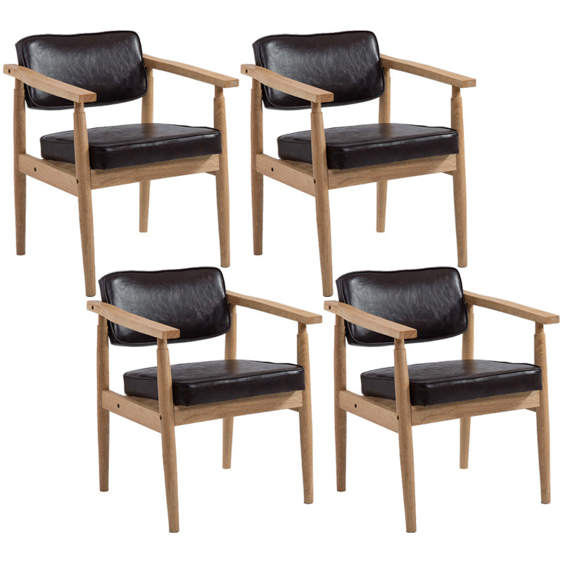 Country Style Indoor Arm Chair Open Back Wood Upholstered Dining Room Chair Coffee 4 Piece Set Natural Wood Clearhalo ' kitchen&dining_furn' 'Dining Chairs' 'Dining Tables & Seating' 'dining_chair' 'furn' 'furn_dining_chair' 'Furniture' 'furniture_dining_chair' 'Kitchen & Dining Furniture' 'kitchen' 3740274