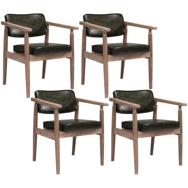Country Style Indoor Arm Chair Open Back Wood Upholstered Dining Room Chair Green 4 Piece Set Walnut Clearhalo ' kitchen&dining_furn' 'Dining Chairs' 'Dining Tables & Seating' 'dining_chair' 'furn' 'furn_dining_chair' 'Furniture' 'furniture_dining_chair' 'Kitchen & Dining Furniture' 'kitchen' 3740277