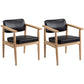 Country Style Indoor Arm Chair Open Back Wood Upholstered Dining Room Chair Black 2 Piece Set Natural Wood Clearhalo ' kitchen&dining_furn' 'Dining Chairs' 'Dining Tables & Seating' 'dining_chair' 'furn' 'furn_dining_chair' 'Furniture' 'furniture_dining_chair' 'Kitchen & Dining Furniture' 'kitchen' 3740279